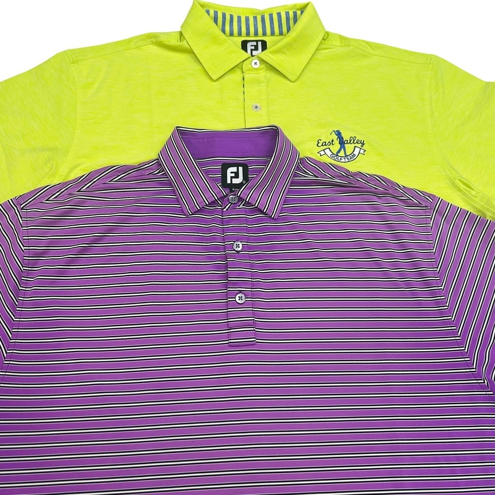FootJoy Polo Shirt Mens XL Lime Green Purple Performance Golf Athletic Bundle 2